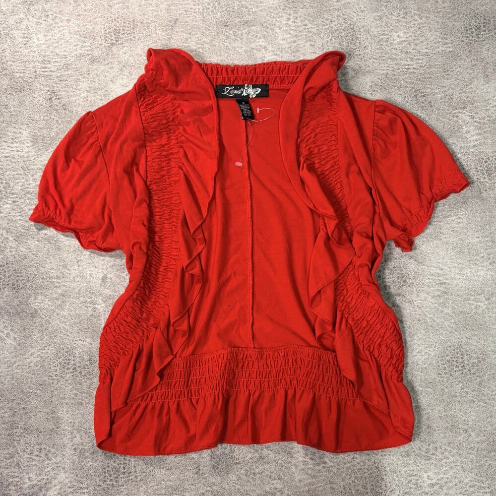 NWT Red Ruffled Short Sleeve Cardigan